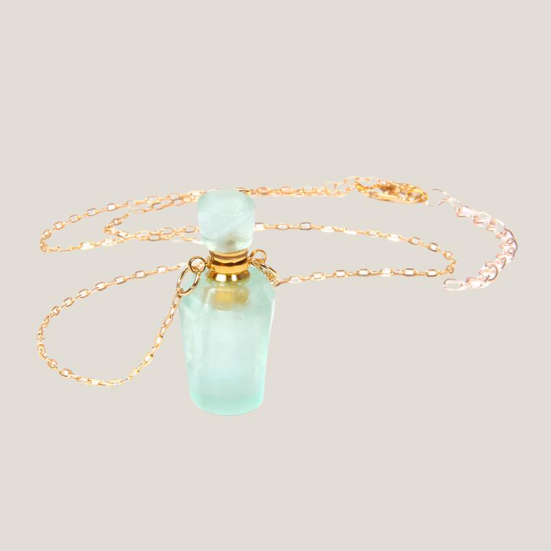 Perfume bottle crystal pendant necklace