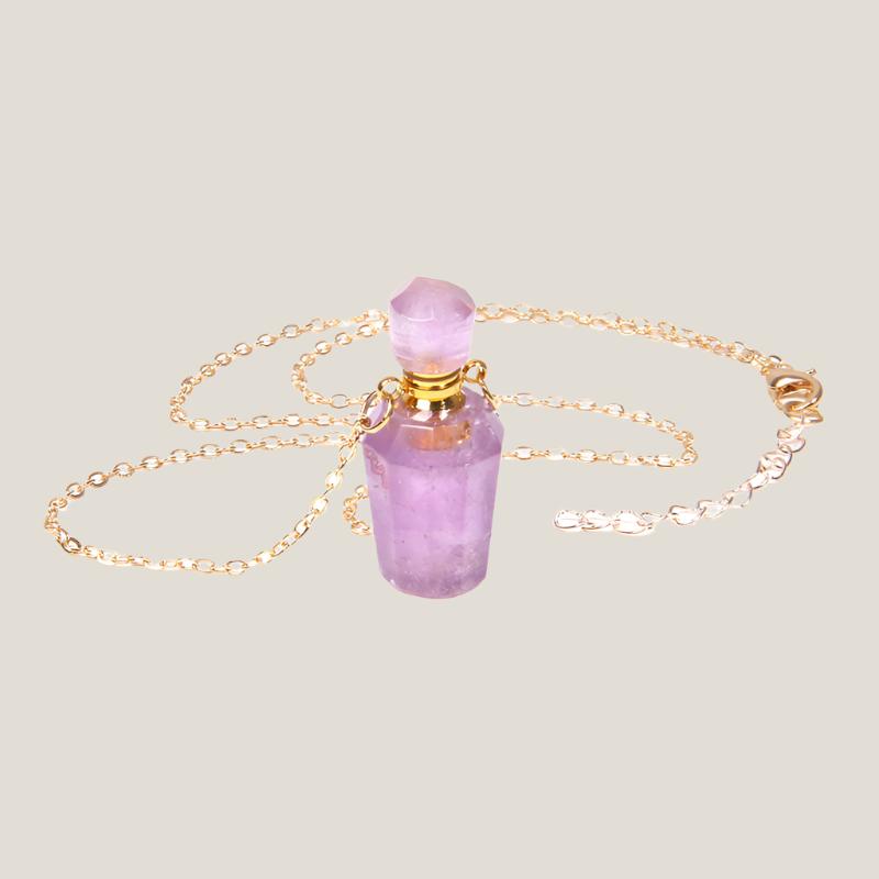 Perfume bottle crystal pendant necklace