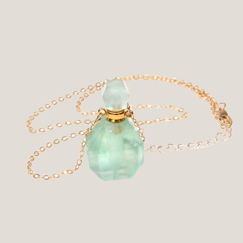 Perfume bottle crystal pendant necklace