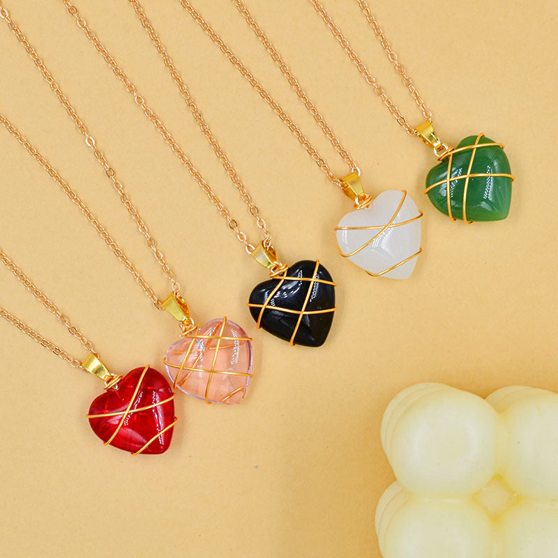 Heart Crystal Stone Necklace