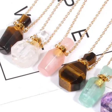 Perfume bottle crystal pendant necklace