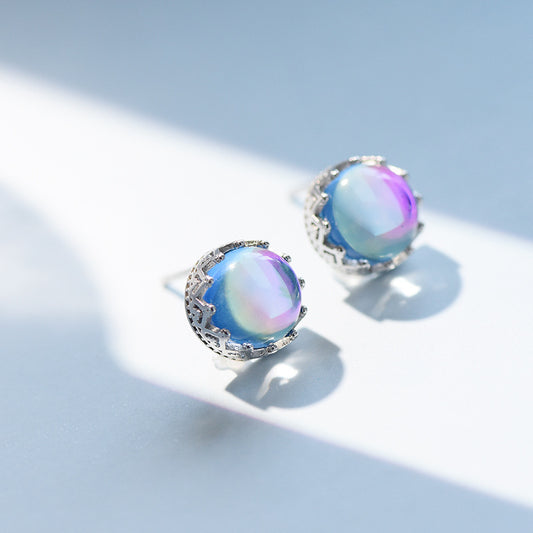 Moonstone Grace Crown Stud Earrings