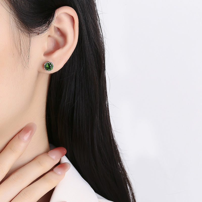 Silver Emerald Earrings