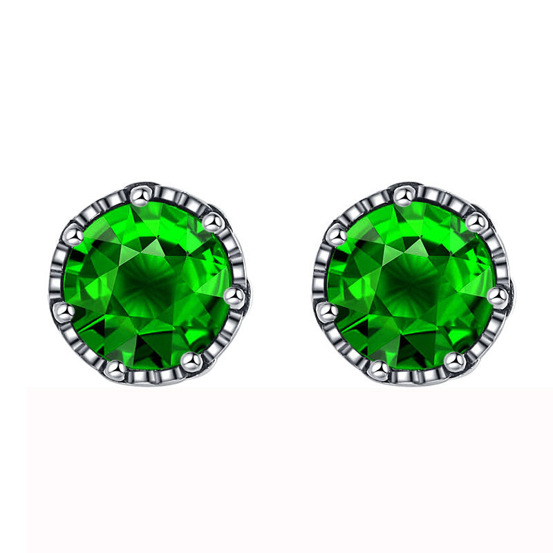 Silver Emerald Earrings