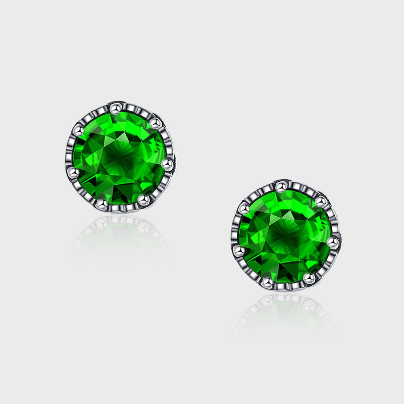 Silver Emerald Earrings