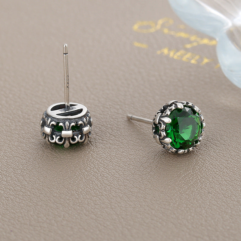 Silver Emerald Earrings