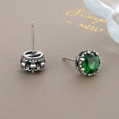 Silver Emerald Earrings