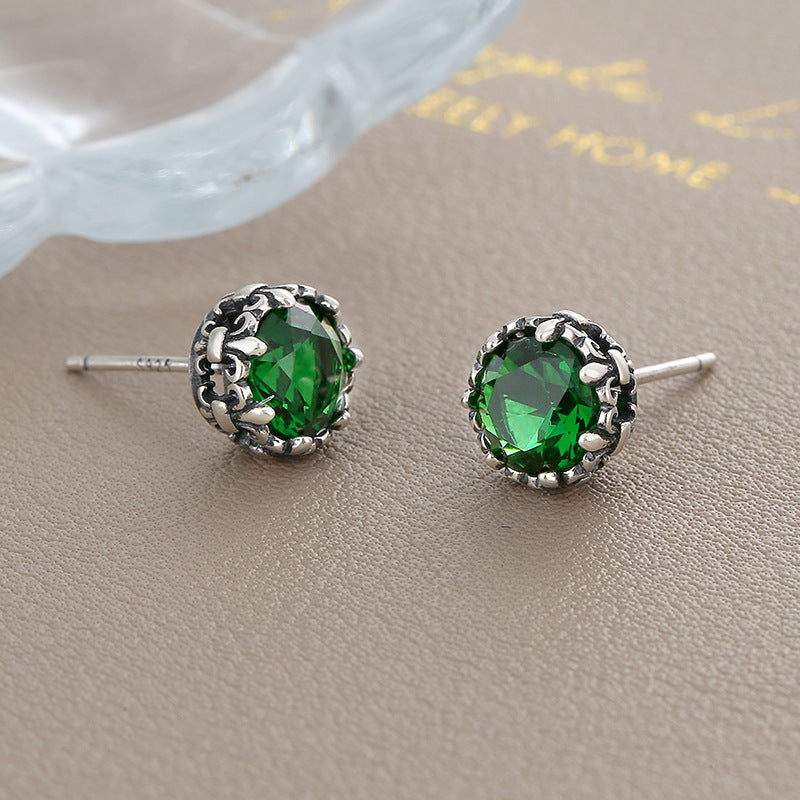 Silver Emerald Earrings